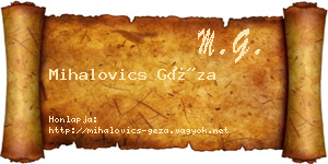 Mihalovics Géza névjegykártya